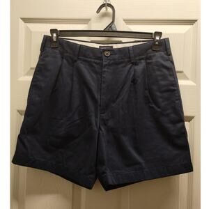 Lands' End Men's Size 32 Waist Traditional Fit Navy Blue Cotton Chino Shorts